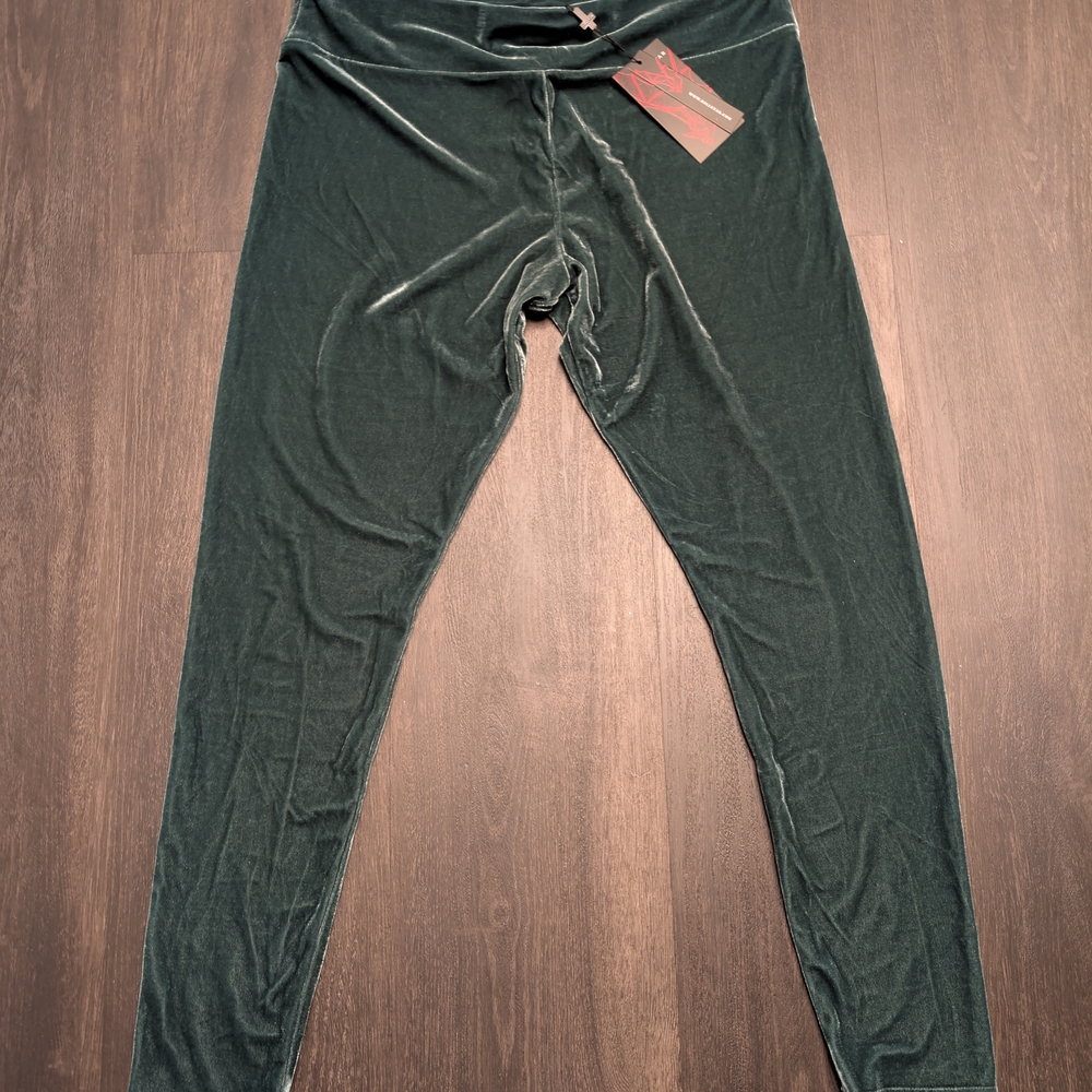 Killstar Hematite Dark Green Emerald Velvet Leggings NWT Plus Xxl